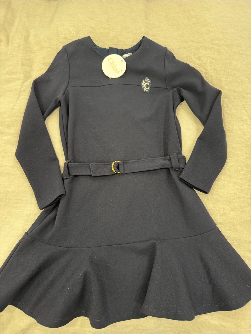 Chloé Black Long-Sleeve Belted Girls' Dress